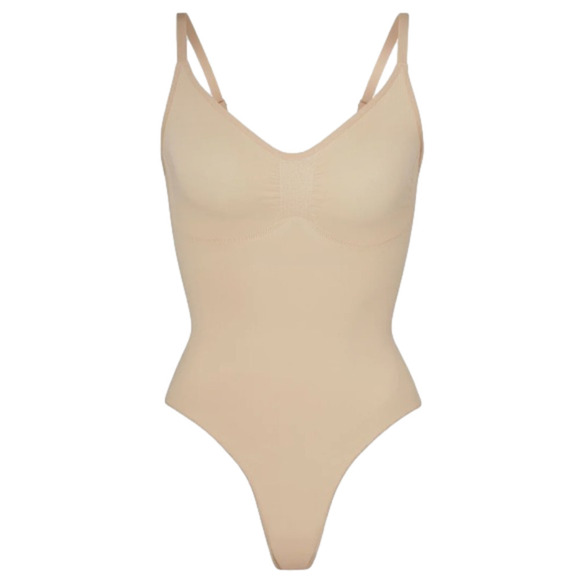 Skims XXS/XS Sculpting Thong Bodysuit Compression Mica NWOT MSRP $70 - Picture 1 of 6